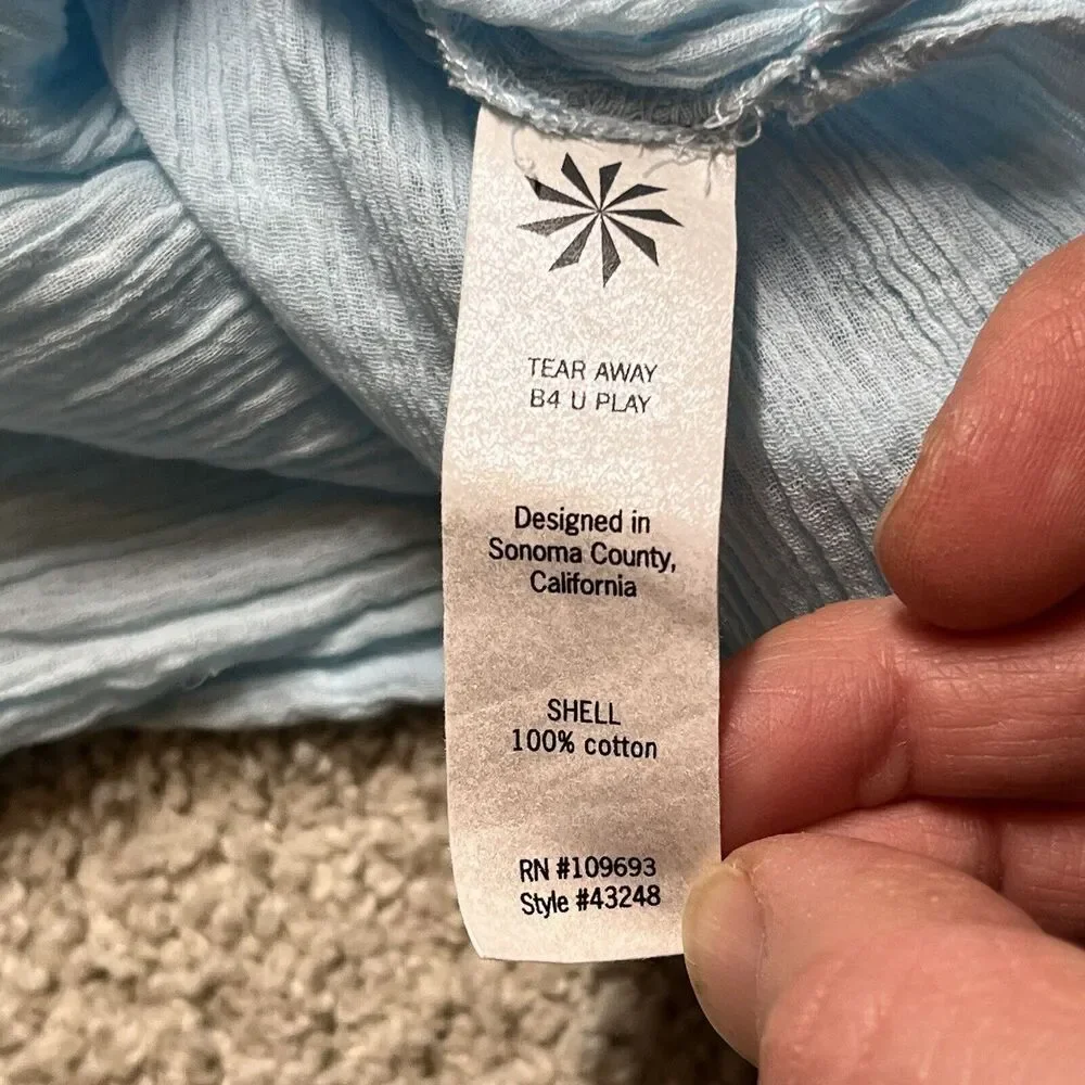 Athleta Swim Beach Cover Up Women Small Aqua Blue Crepe Cotton Knee Length Dress